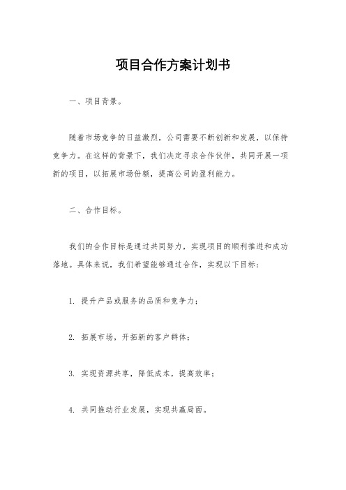 项目合作方案计划书