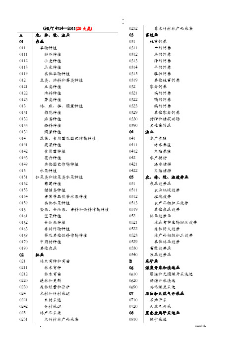 国标行业分类