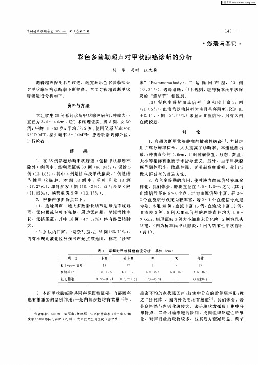 彩色多普勒超声对甲状腺癌诊断的分析