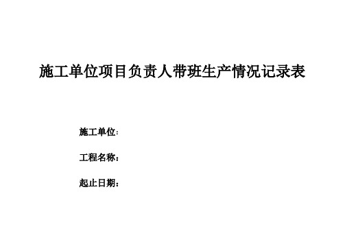 项目经理带班生产情况记录表