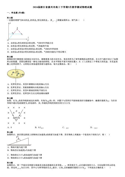 2024届浙江省嘉兴市高三下学期5月教学测试物理试题