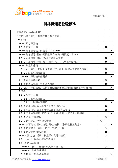 搅拌机通用检验标准