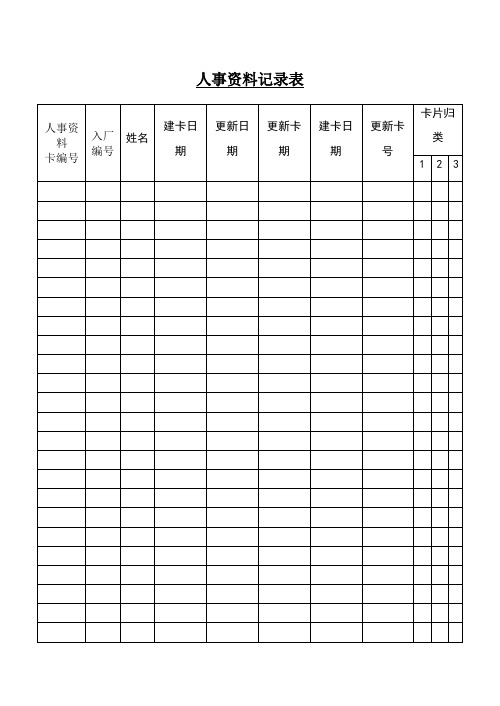 人事资料记录表格式Word表格