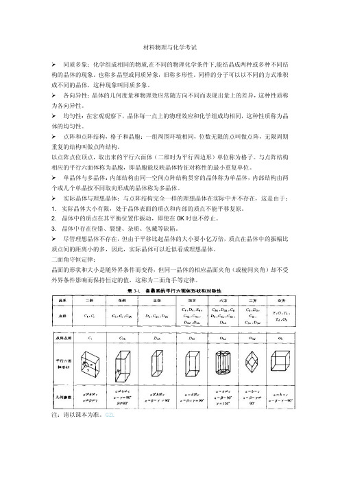 材料物理化学考试复习内容1