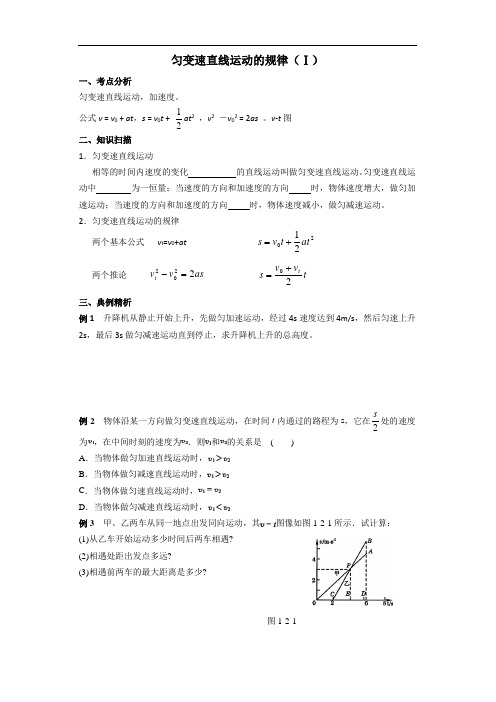 高三物理最新教案-2018高考物理匀变速直线运动的规律1 精品