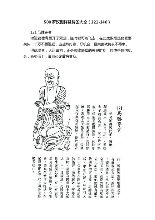 500罗汉图释及解签大全（121-140）