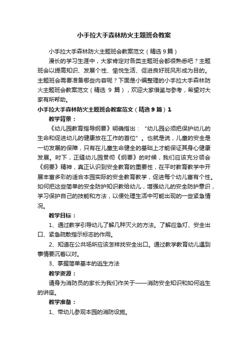 小手拉大手森林防火主题班会教案范文（精选9篇）