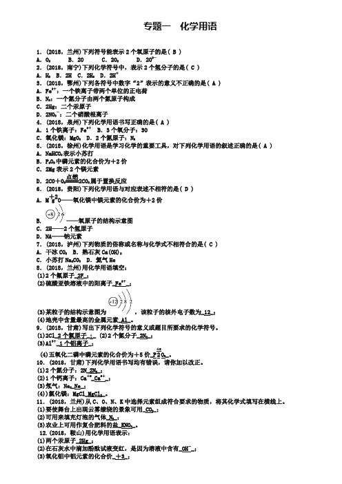 中考化学考点跟踪突破【专题1】化学用语(含答案)