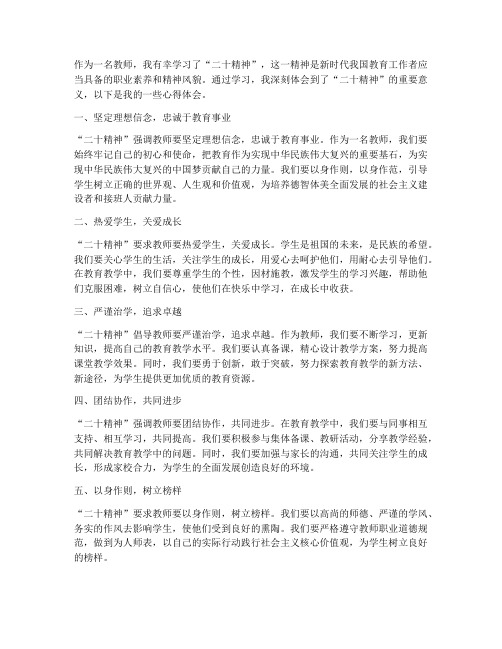 二十精神学习心得体会教师