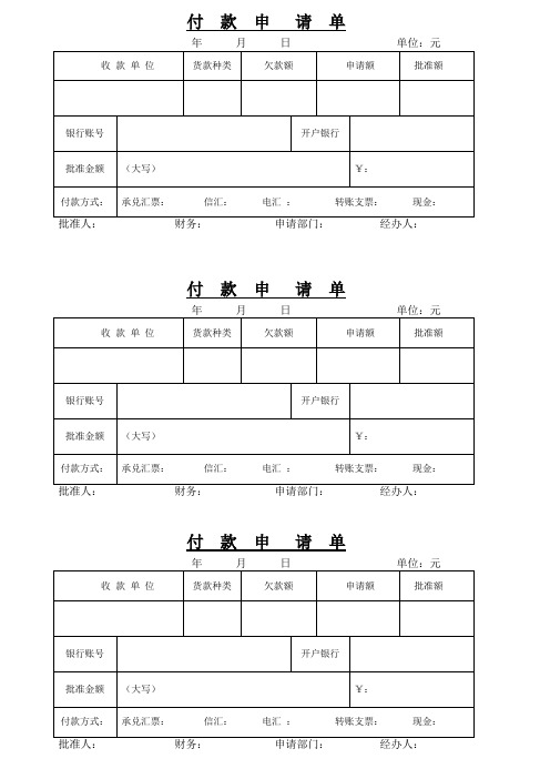 付款申请单模板