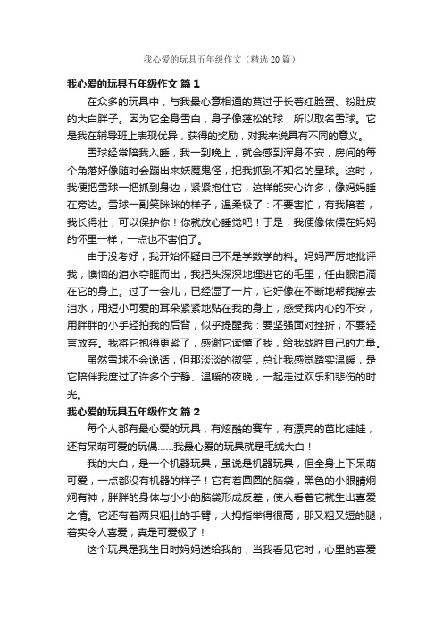 我心爱的玩具五年级作文（精选20篇）