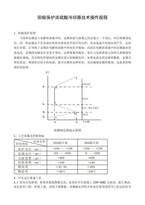 阳极保护浓硫酸冷却器技术操作规程