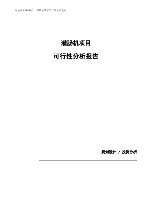 灌肠机项目可行性分析报告(模板参考范文)