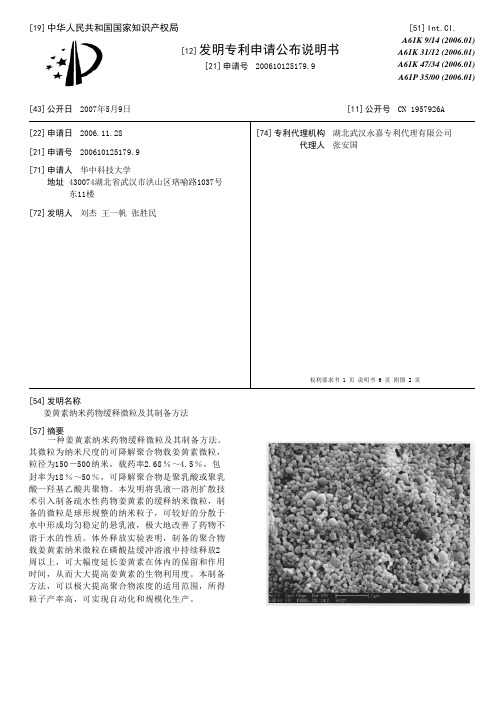 姜黄素纳米药物缓释微粒及其制备方法[发明专利]