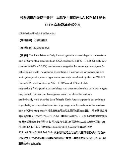 祁漫塔格东段晚三叠世—早侏罗世花岗岩LA-ICP-MS锆石U-Pb年龄及其地质意义