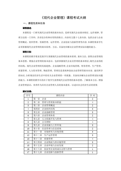 《现代企业管理》教学大纲21584