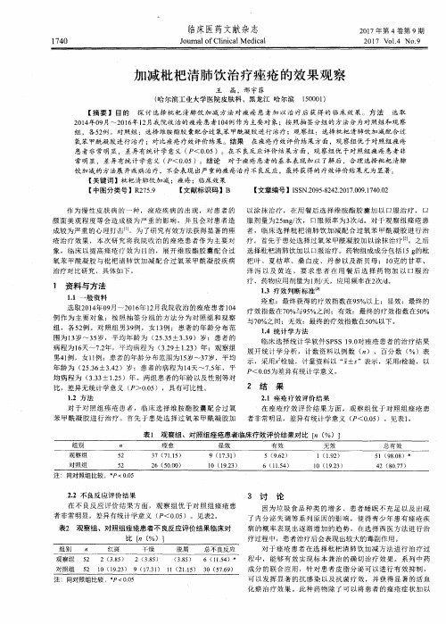 加减枇杷清肺饮治疗痤疮的效果观察