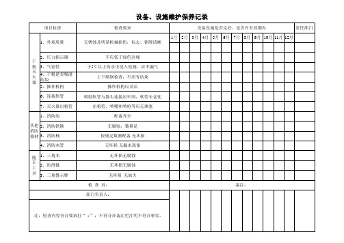 设施 设备维护保养记录 台账