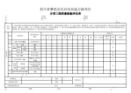 钻孔灌注桩质量评定表(表格模板、XLS格式)