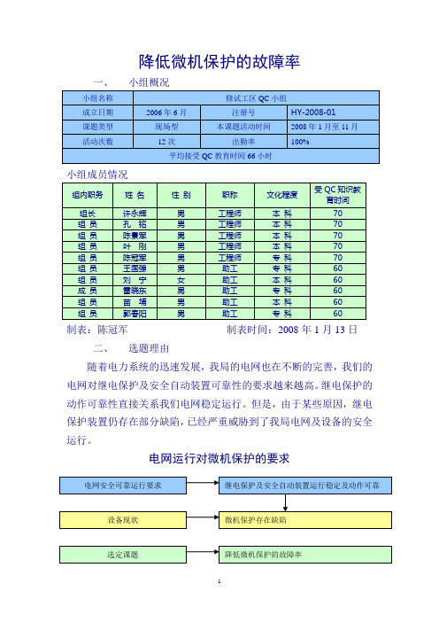 ★降低微机保护的故障率QC