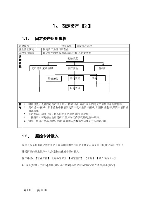 用友U8固定资产操作指南