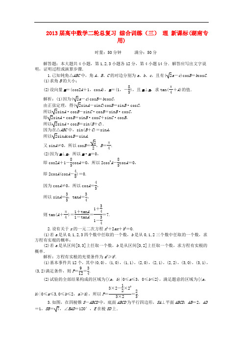 高中数学二轮总复习 综合训练(三) 理 新课标(湖南专用)