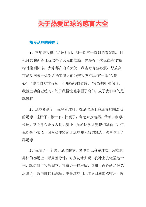 关于热爱足球的感言大全