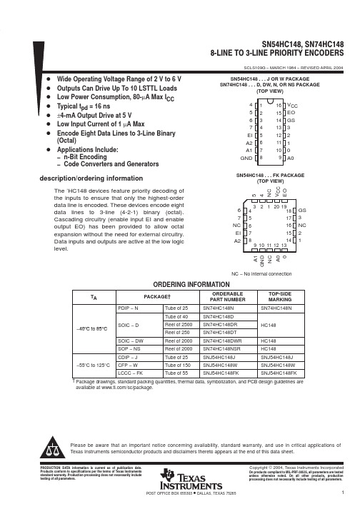 SN74HC148NSR中文资料