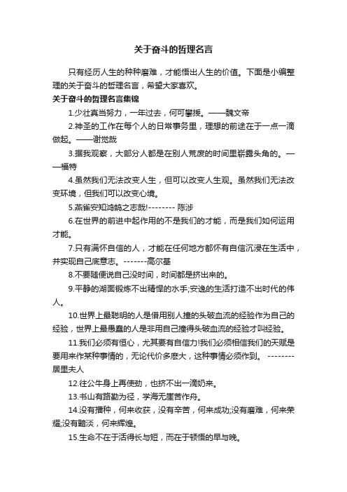 关于奋斗的哲理名言