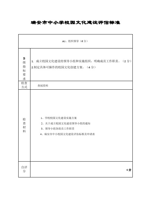 瑞安市中小学校园文化建设评估标准(内页)