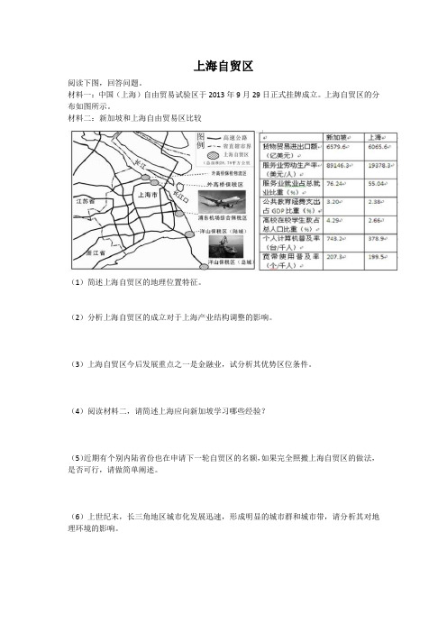 2015高考地理热点--上海自贸区