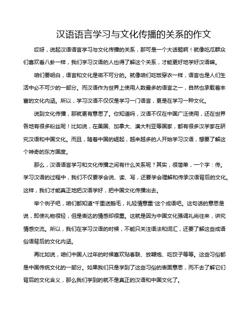 汉语语言学习与文化传播的关系的作文