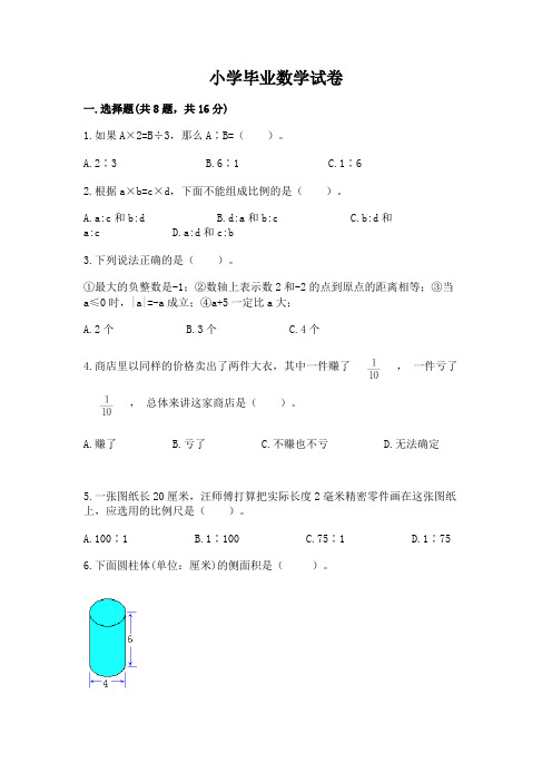 小学毕业数学试卷附答案【能力提升】