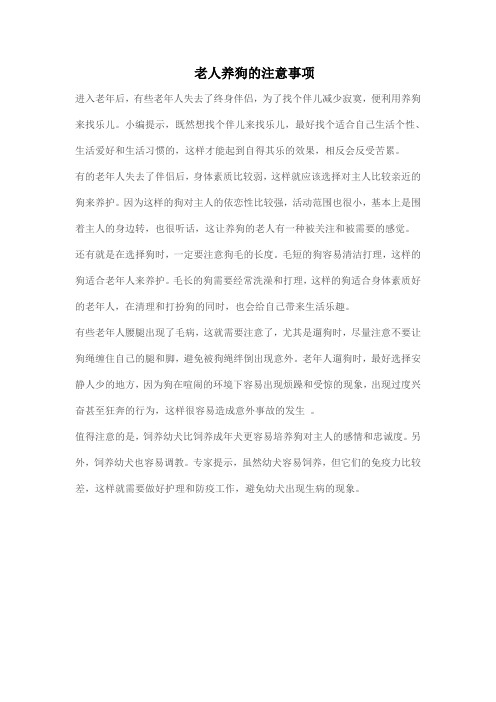 老人养狗的注意事项