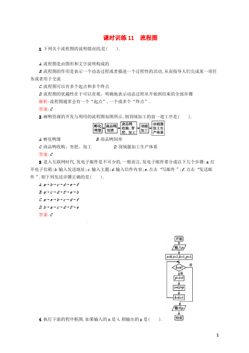 高中数学 4.1 流程图课时检测 新人教A版选修12