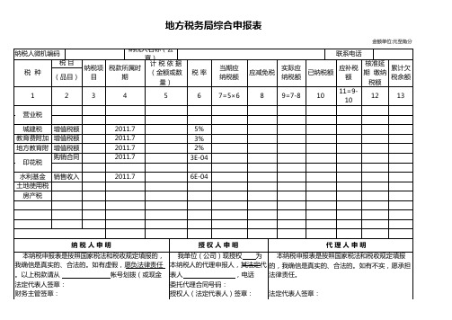 地方税务局综合申报表