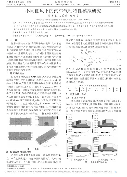 不同侧风下的汽车气动特性模拟研究