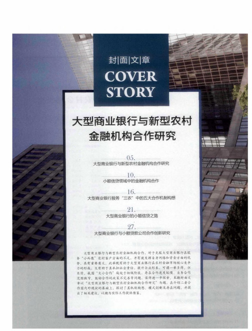 大型商业银行与新型农村金融机构合作研究--大型商业银行与新型农村金融机构合作研究