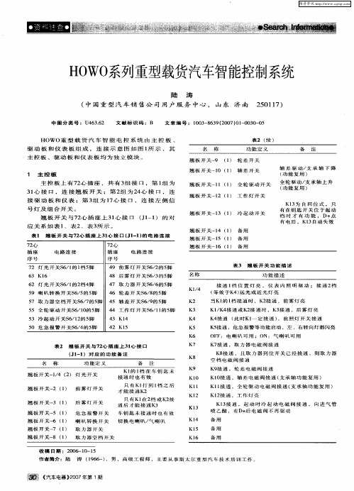 HOWO系列重型载货汽车智能控制系统