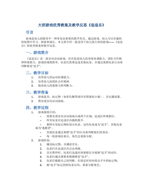 大班游戏优秀教案及教学反思《追追乐》