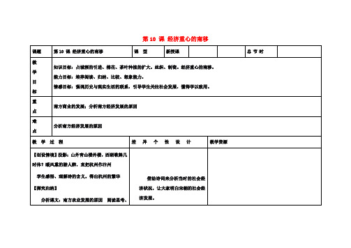 七年级历史下册第二单元第10课经济重心的南移教案新人教版