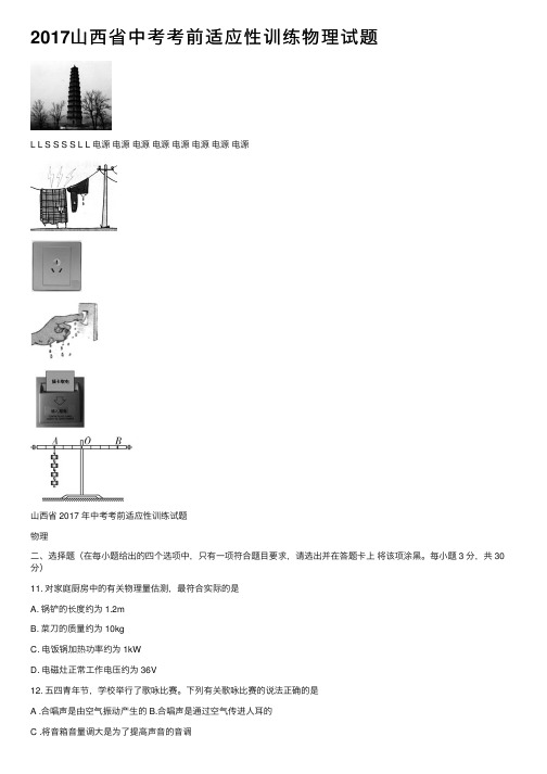 2017山西省中考考前适应性训练物理试题