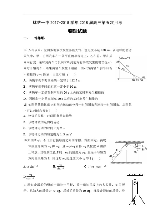 2017-2018学年西藏林芝市第一中学高三上学期第五次月考物理试题