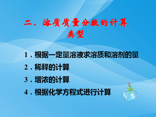 溶质质量分数的计算类型PPT课件 人教版优质课件