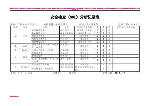 安全检查表分析SCL