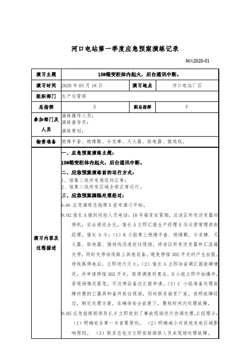 光伏电站消防演练应急预案演练记录