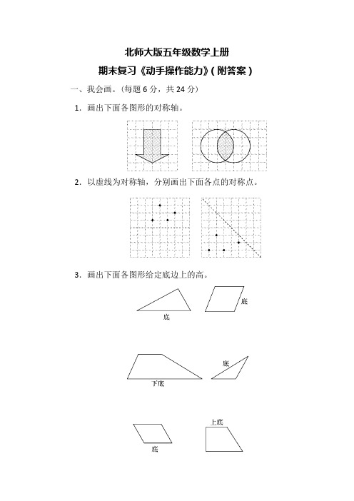 北师大版五年级数学上册期末复习《动手操作能力》(附答案)