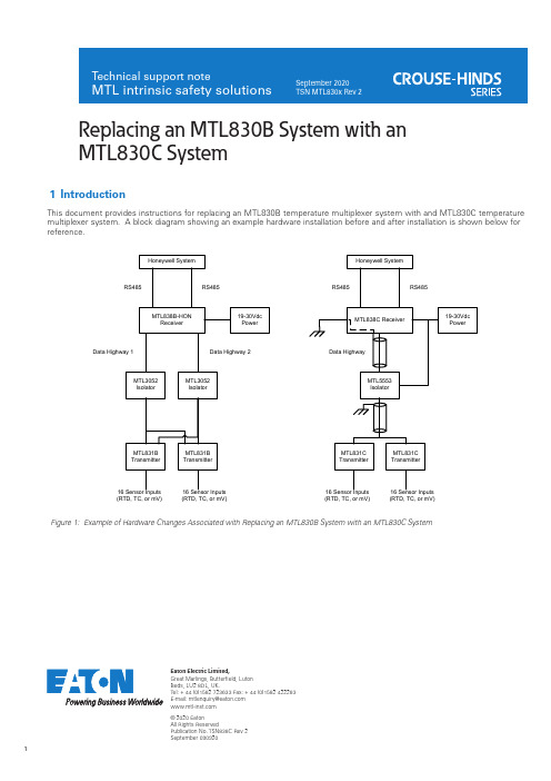 MTL830系列产品：MTL830B系统与MTL830C系统替换指南说明书