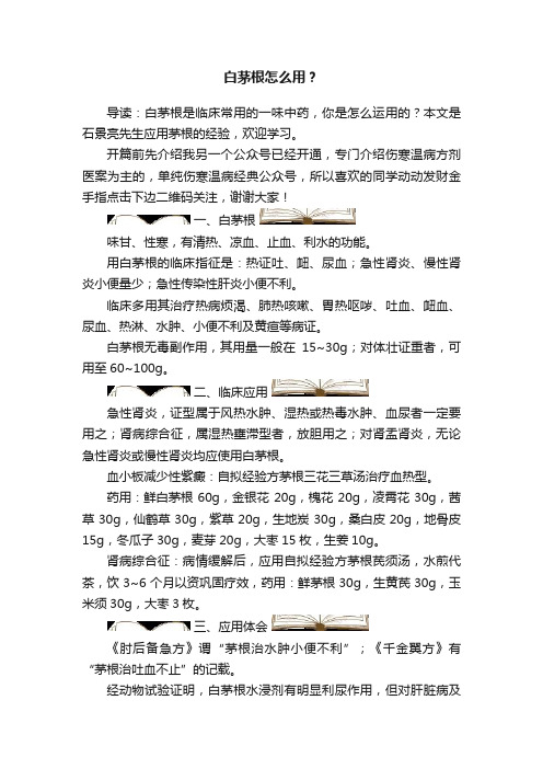 白茅根怎么用？