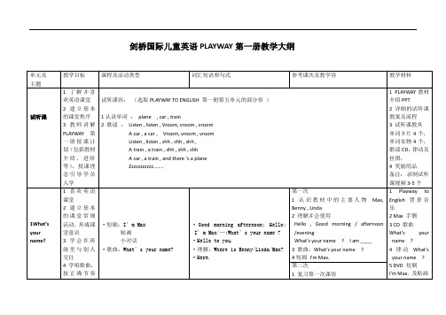 PLAYWAY 1 大纲设计